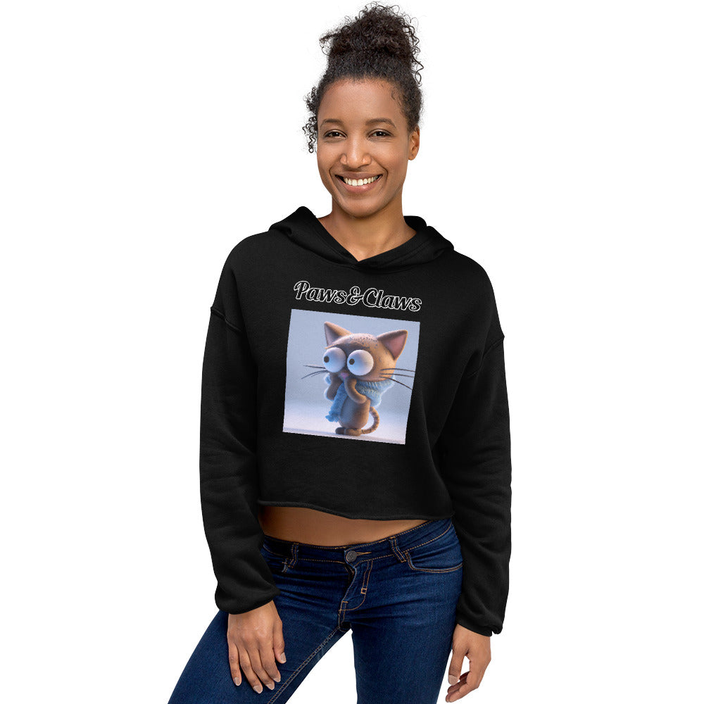 Women's Cropped Hoodie with text Surprised Kitten with a text "Paws&Claws" at $48.99 found at Personalizedpetlovergifts