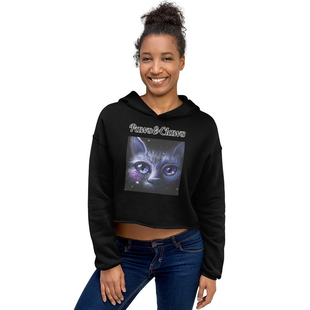 Women's Cropped Hoodie with text Space Cat with a text "Paws&Claws" at $48.99 found at Personalizedpetlovergifts