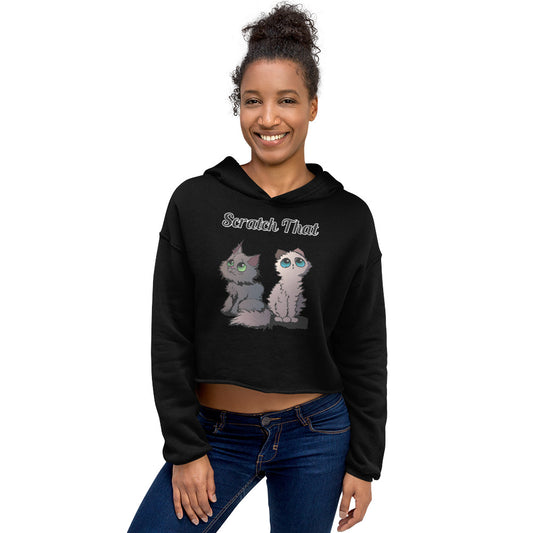 Women's Cropped Hoodie with text Two Cute Kittens with a text "Scratch That" at $48.99 found at Personalizedpetlovergifts