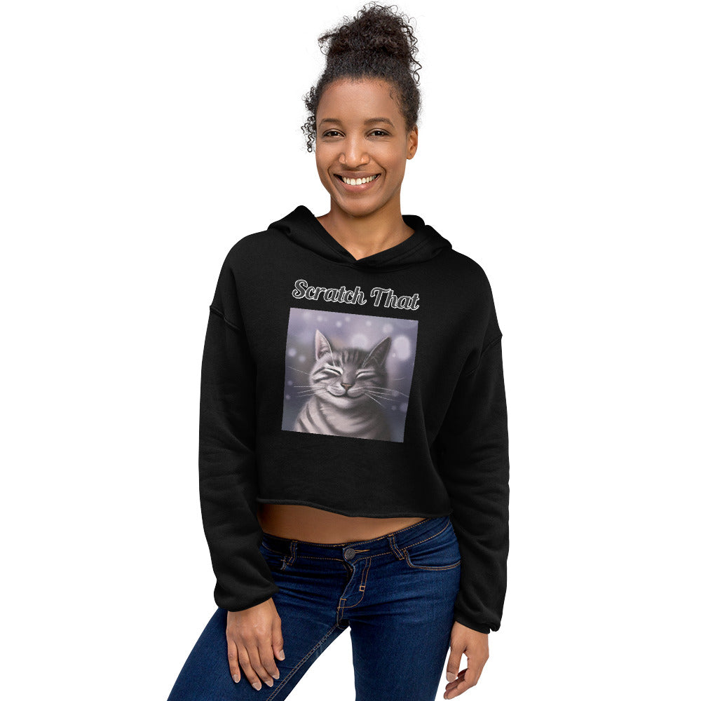 Women's Cropped Hoodie with text Smiling Cat with a text "Scratch That" at $48.99 found at Personalizedpetlovergifts