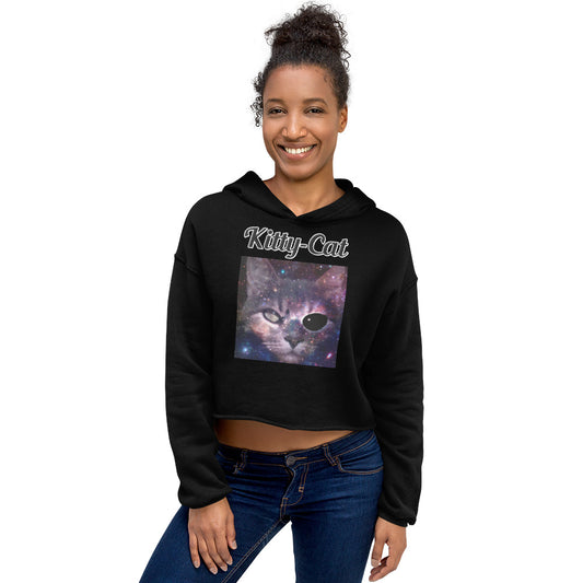 Women's Cropped Hoodie with text Space One Eyed Cat with a text "Kitty-Cat" at $48.99 found at Personalizedpetlovergifts