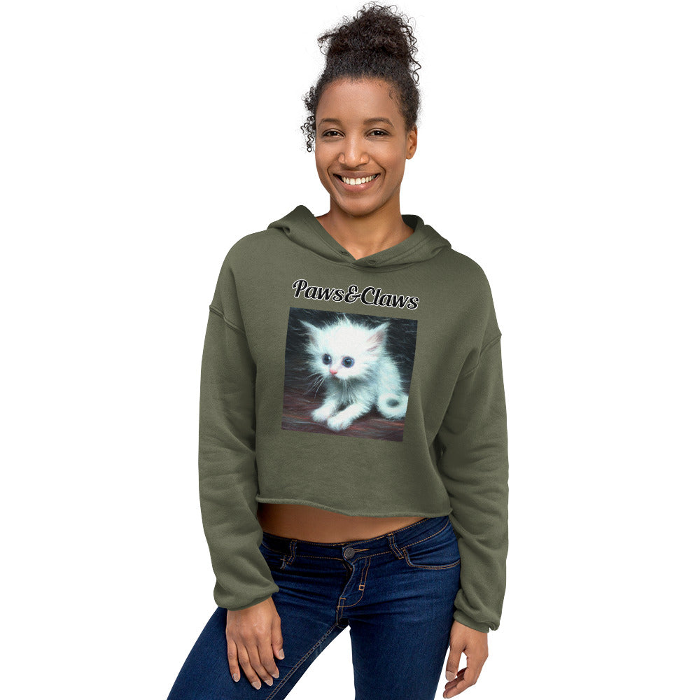 Women's Cropped Hoodie with text Wispy Furred Kitten with a text "Paws&Claws" at $48.99 found at Personalizedpetlovergifts