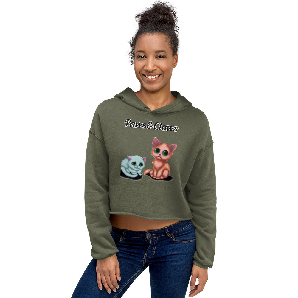 Women's Cropped Hoodie with text Two Kittens Sitting with a text "Paws&Claws" at $48.99 found at Personalizedpetlovergifts