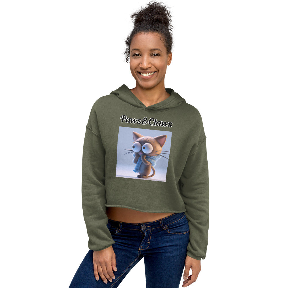 Women's Cropped Hoodie with text Surprised Kitten with a text "Paws&Claws" at $48.99 found at Personalizedpetlovergifts