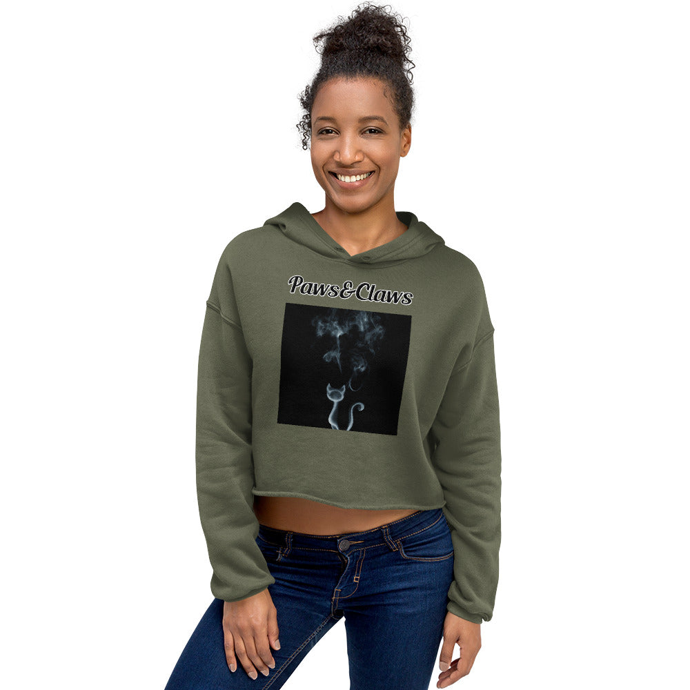 Women's Cropped Hoodie with text Smoky Cat with a text "Paws&Claws" at $48.99 found at Personalizedpetlovergifts