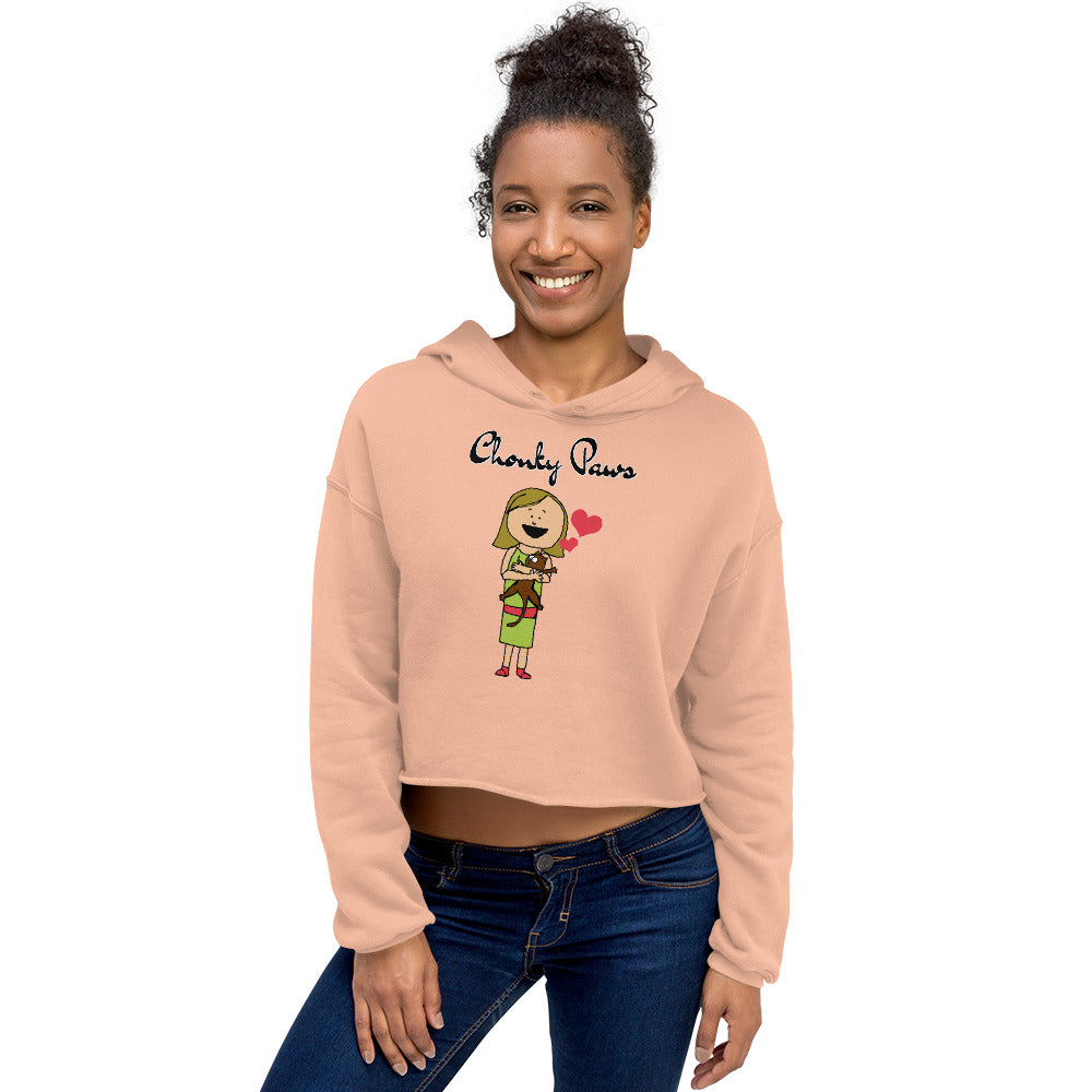 Women's Cropped Hoodie with Girl Holding a Kitten with text "Chonky Paws" at $48.99 found at Personalizedpetlovergifts