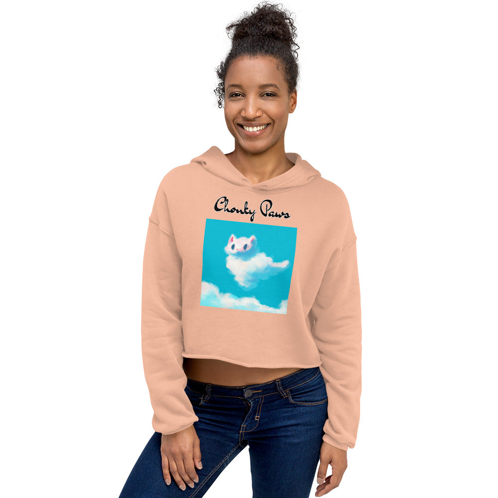 Women's Cropped Hoodie with Fluffy White Cloud Kitten with text "Chonky Paws" at $48.99 found at Personalizedpetlovergifts