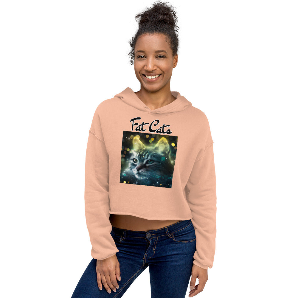 Women's Cropped Hoodie with Green Space Cat with text "Fat Cats" at $48.99 found at Personalizedpetlovergifts