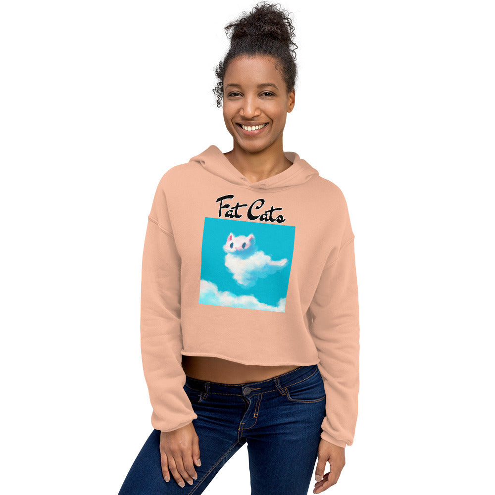 Women's Cropped Hoodie with Fluffy White Cloud Kitten with text "Fat Cats" at $48.99 found at Personalizedpetlovergifts