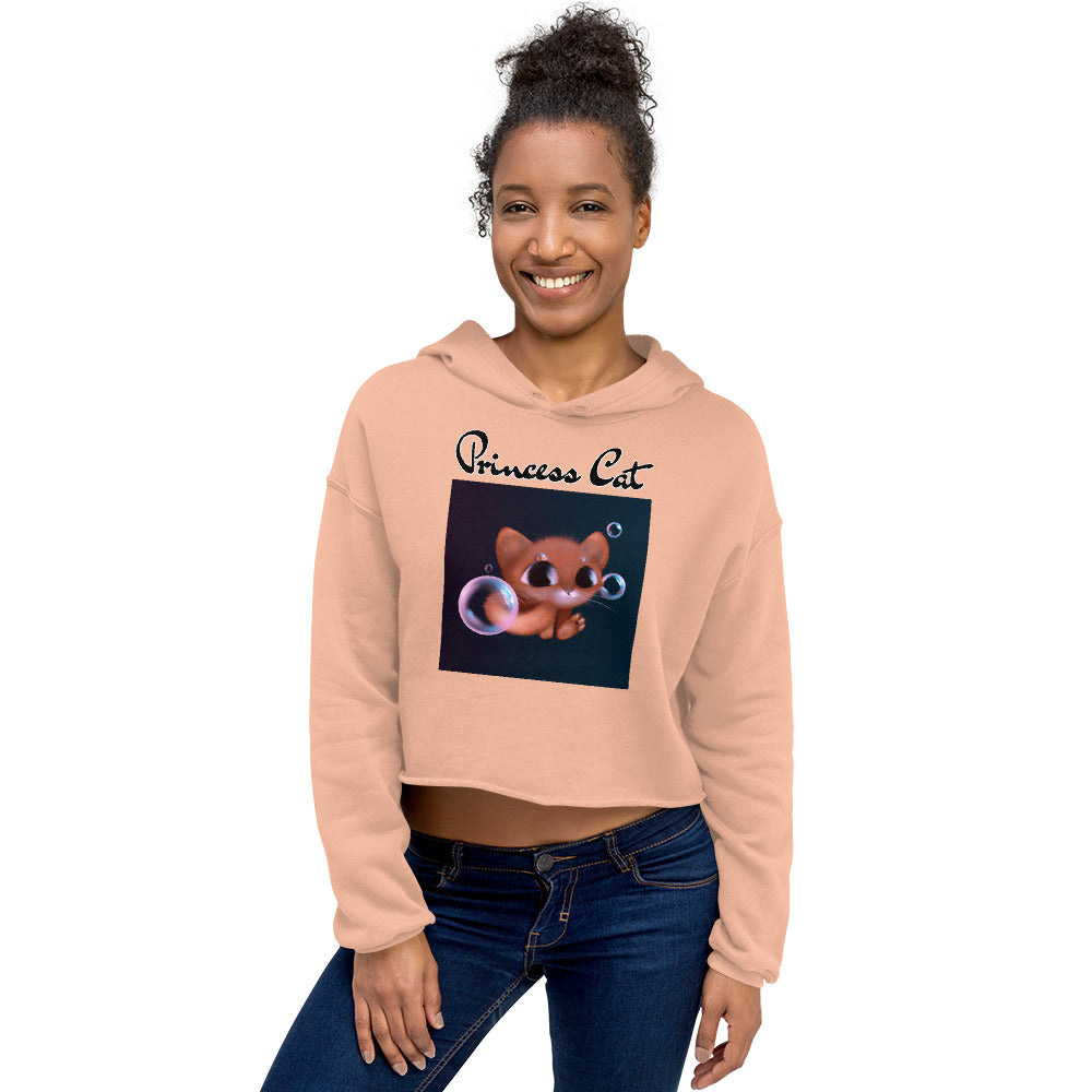 Women's Cropped Hoodie with Kitten And Soap Bubbles with text "Princess Cat" at $48.99 found at Personalizedpetlovergifts