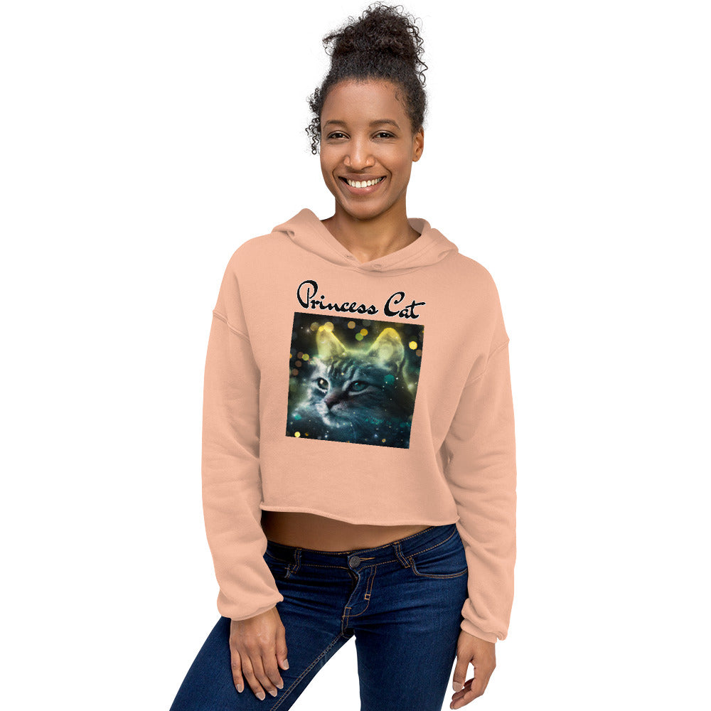 Women's Cropped Hoodie with Green Space Cat with text "Princess Cat" at $48.99 found at Personalizedpetlovergifts