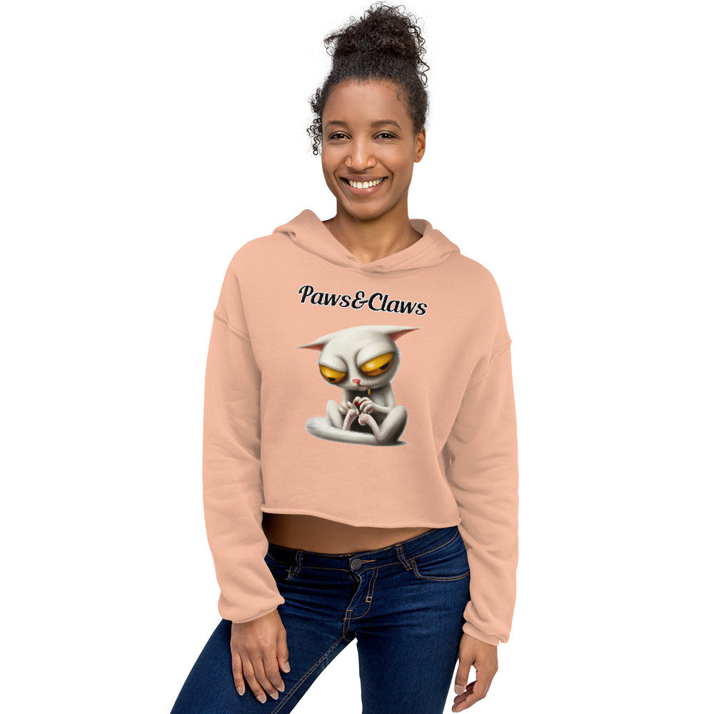 Women's Cropped Hoodie with text Strange Alien Cat with a text "Paws&Claws" at $48.99 found at Personalizedpetlovergifts