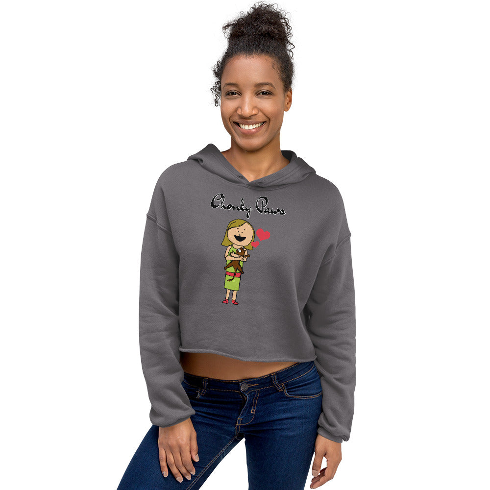 Women's Cropped Hoodie with Girl Holding a Kitten with text "Chonky Paws" at $48.99 found at Personalizedpetlovergifts