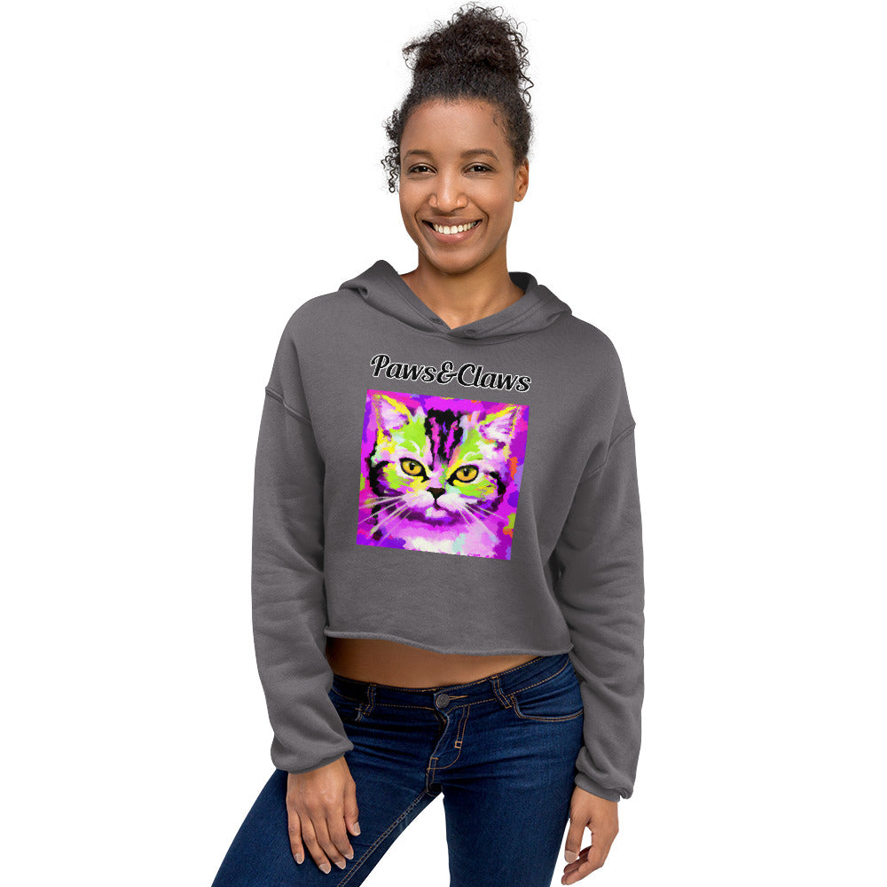 Women's Cropped Hoodie with text Trippy Cat with a text "Paws&Claws" at $48.99 found at Personalizedpetlovergifts