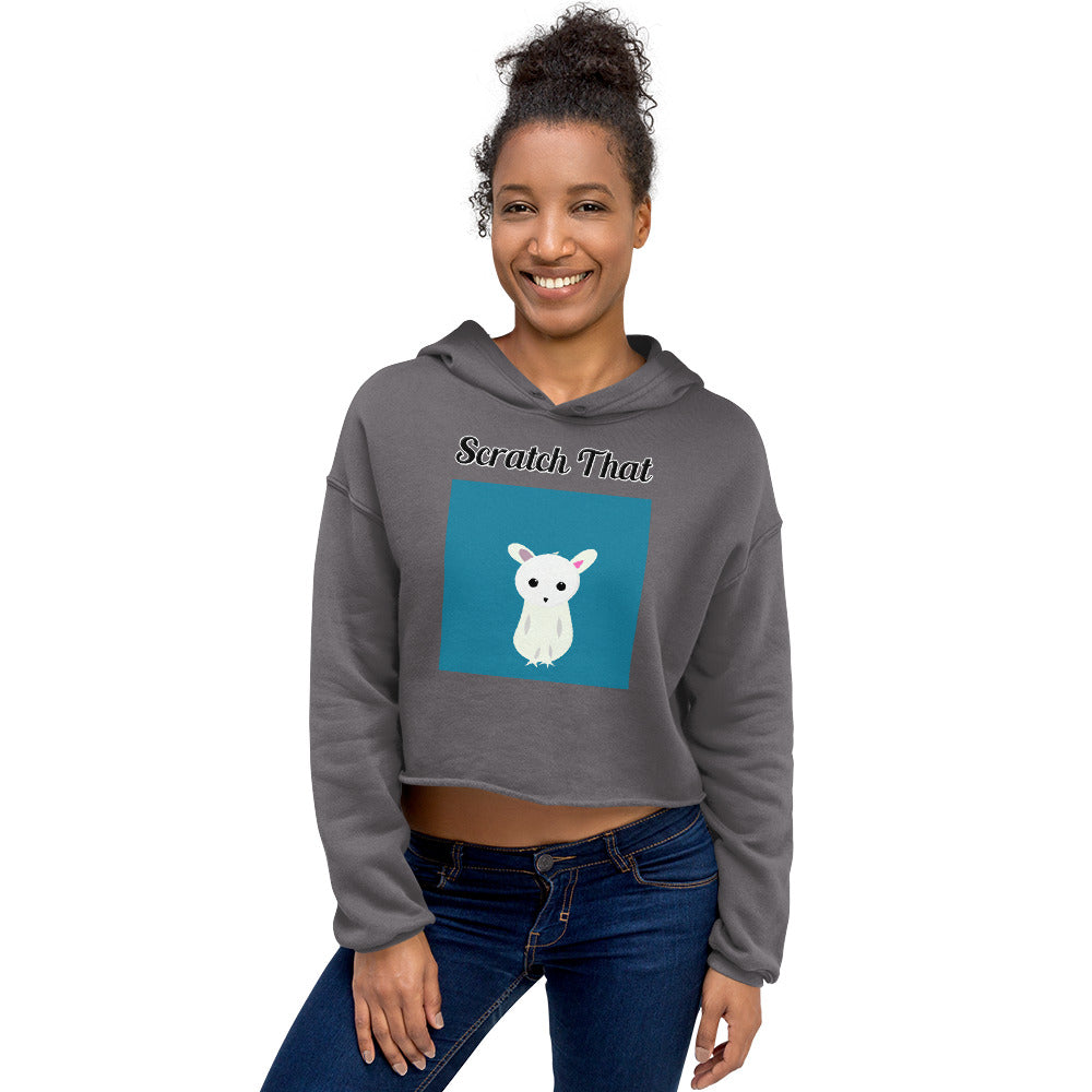 Women's Cropped Hoodie with text White Creature with a text "Scratch That" at $48.99 found at Personalizedpetlovergifts