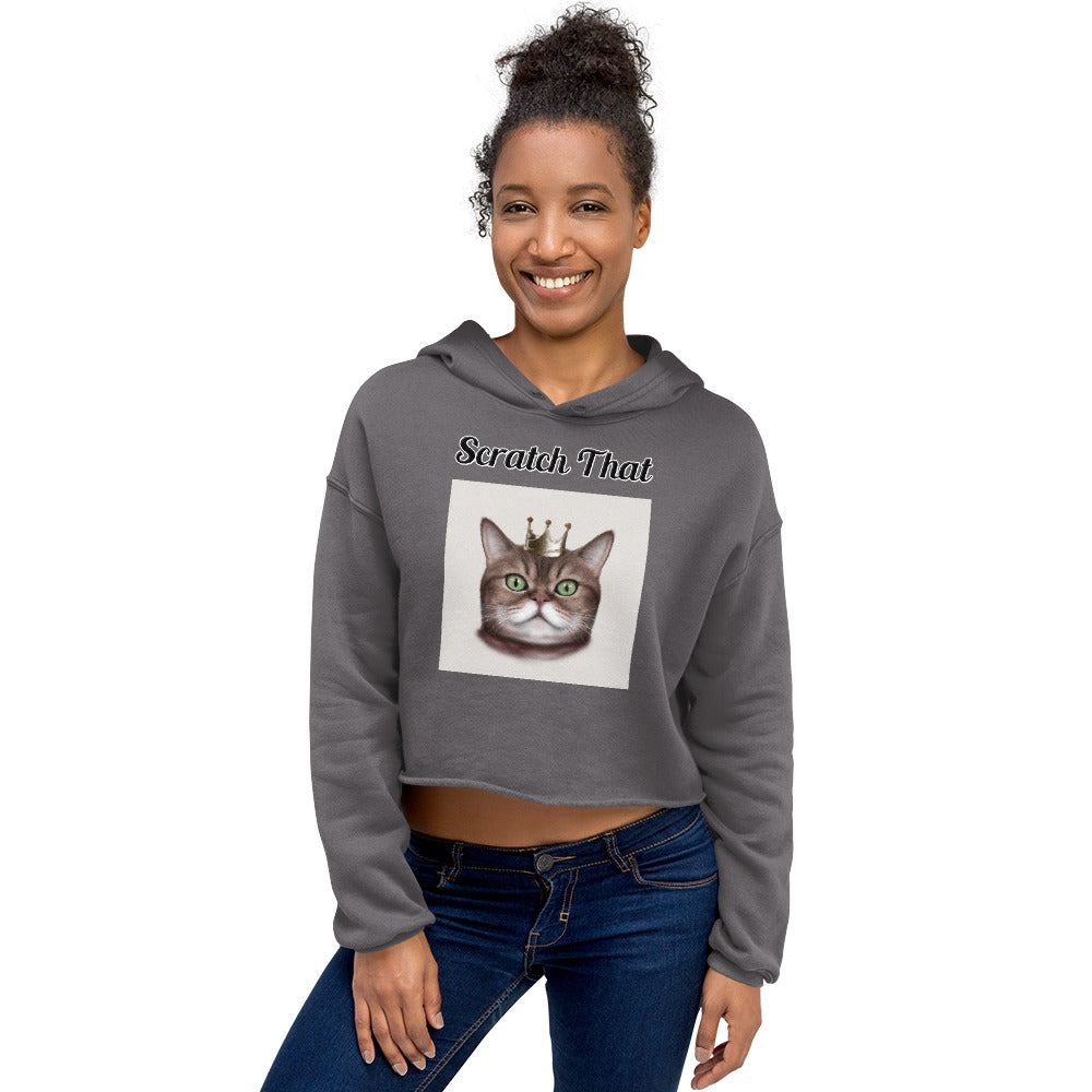 Women's Cropped Hoodie with text Thick Cat With a Crown with a text "Scratch That" at $48.99 found at Personalizedpetlovergifts