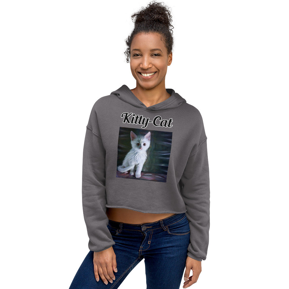 Women's Cropped Hoodie with text White White Cat with a text "Kitty-Cat" at $48.99 found at Personalizedpetlovergifts