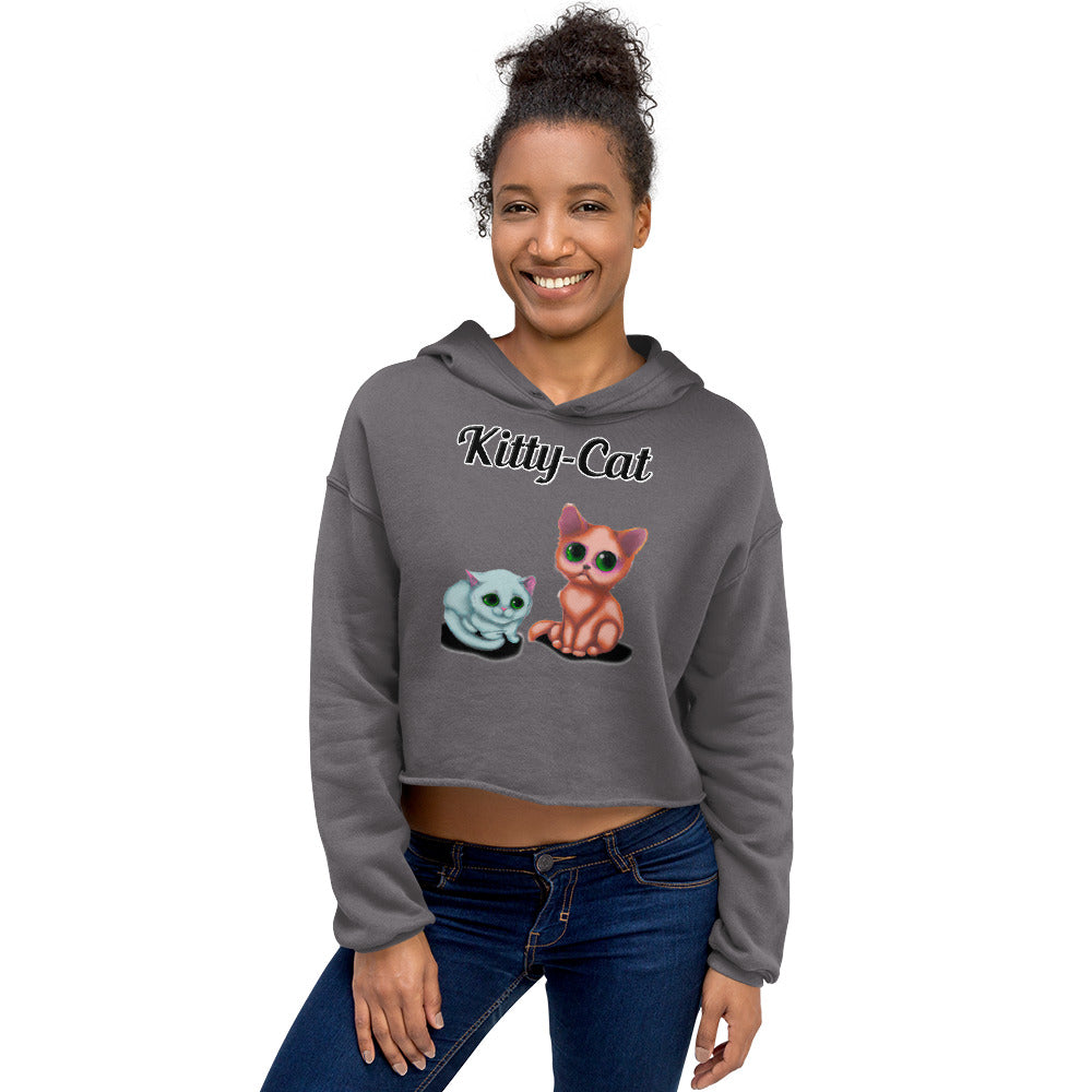 Women's Cropped Hoodie with text Two Kittens Sitting with a text "Kitty-Cat" at $48.99 found at Personalizedpetlovergifts