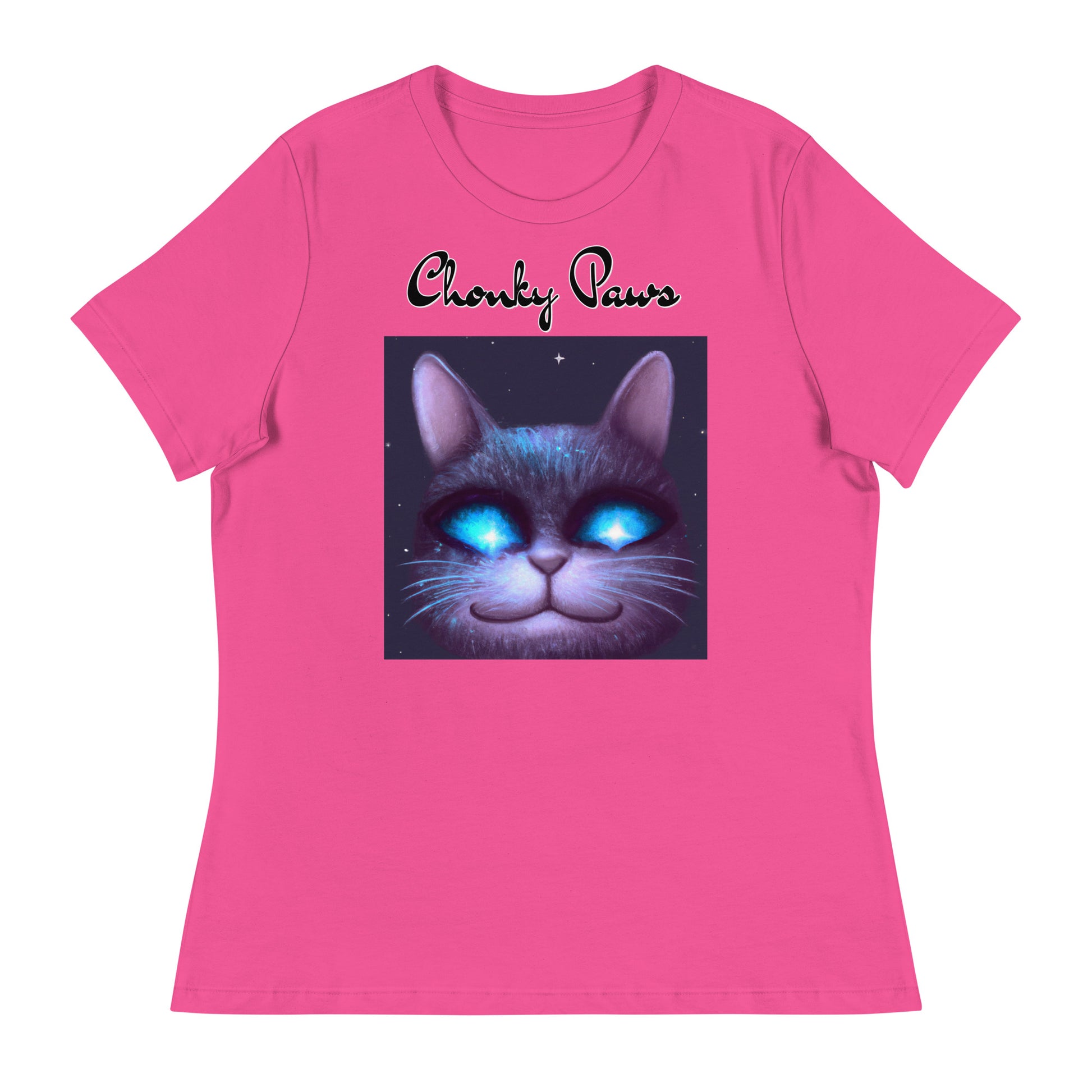 Women's T-Shirt with Happy Blue Eyed Cat with a text "Chonky Paws" at $25.97 found at Personalizedpetlovergifts