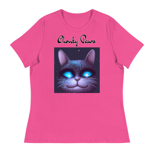 Women's T-Shirt with Happy Blue Eyed Cat with a text "Chonky Paws" at $25.97 found at Personalizedpetlovergifts