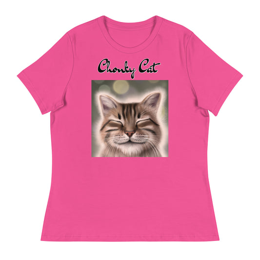 Women's T-Shirt with Happy Cat with a text "Chonky Cat" at $25.97 found at Personalizedpetlovergifts