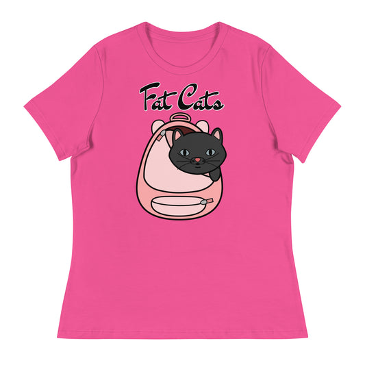 Women's T-Shirt with Kitten In a Backpack with a text "Fat Cats" at $25.97 found at Personalizedpetlovergifts