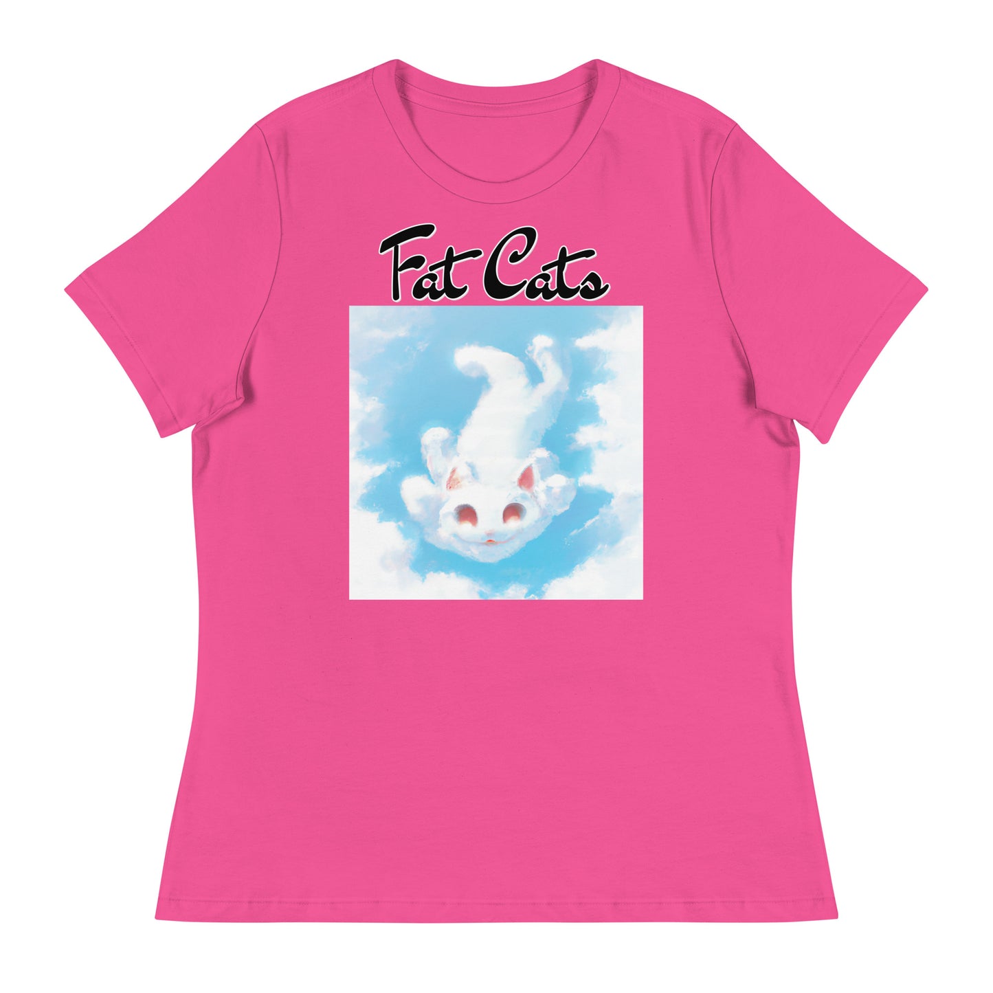 Women's T-Shirt with Kitten Flying In The Sky with a text "Fat Cats" at $25.97 found at Personalizedpetlovergifts