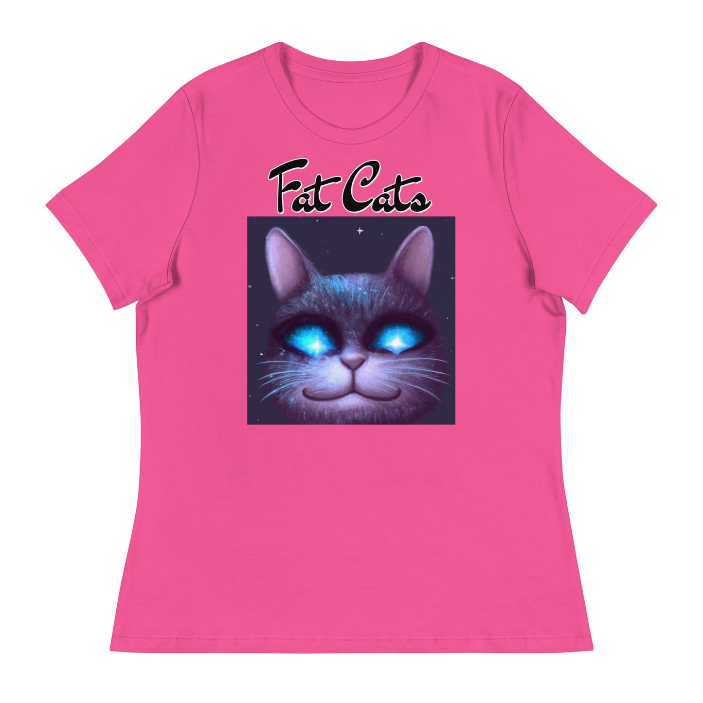 Women's T-Shirt with Happy Blue Eyed Cat with a text "Fat Cats" at $25.97 found at Personalizedpetlovergifts