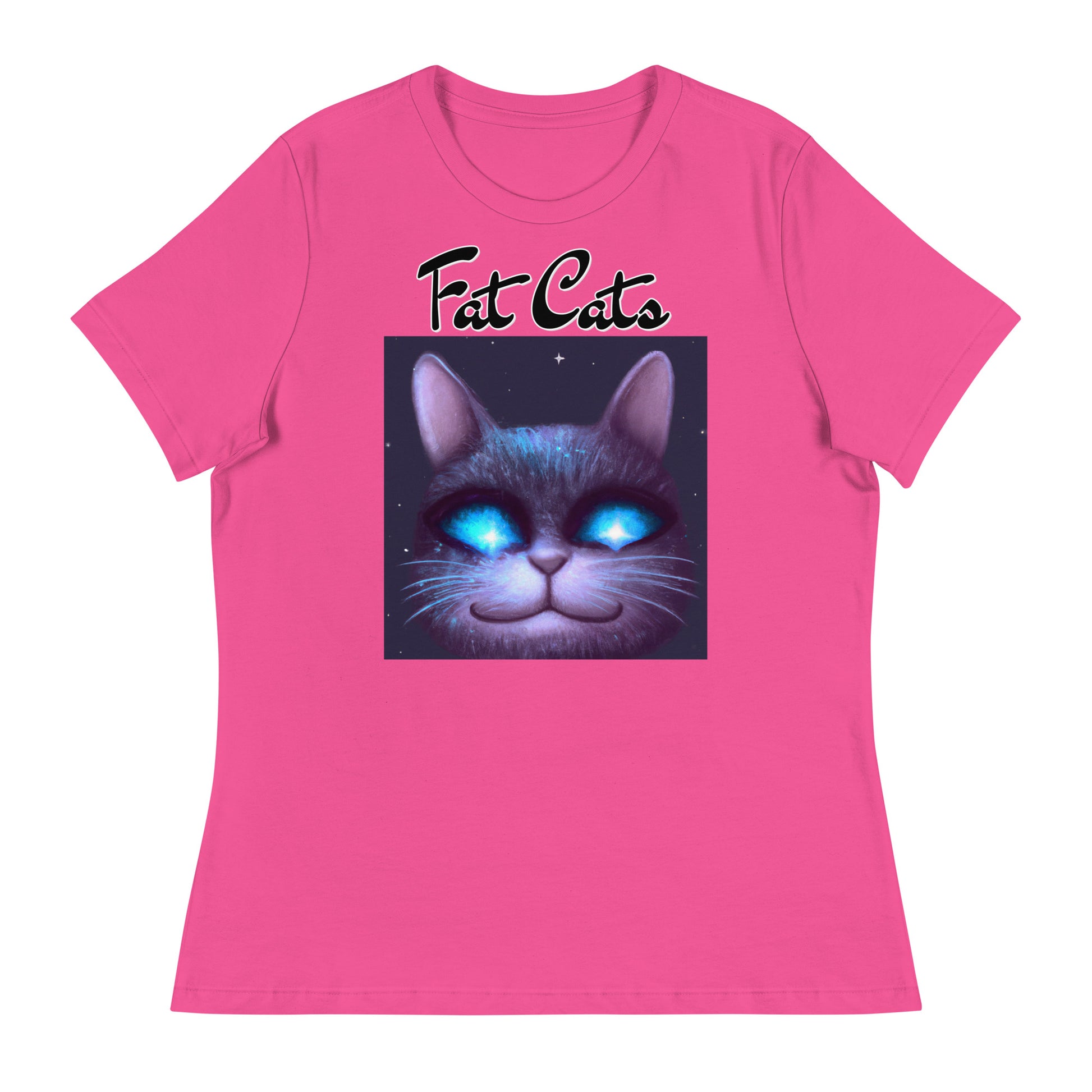 Women's T-Shirt with Happy Blue Eyed Cat with a text "Fat Cats" at $25.97 found at Personalizedpetlovergifts