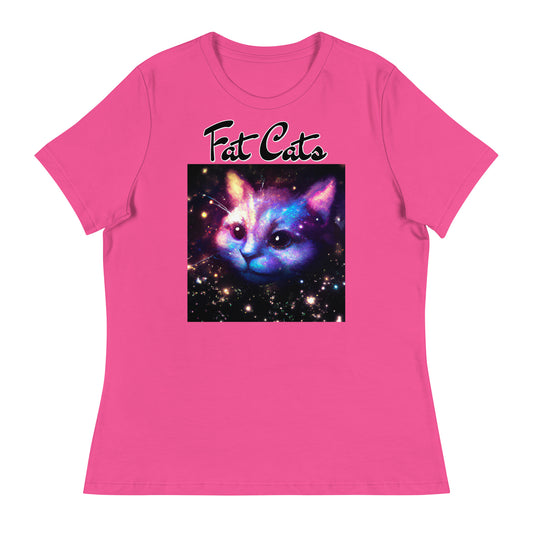 Women's T-Shirt with Galaxy Cat with a text "Fat Cats" at $25.97 found at Personalizedpetlovergifts