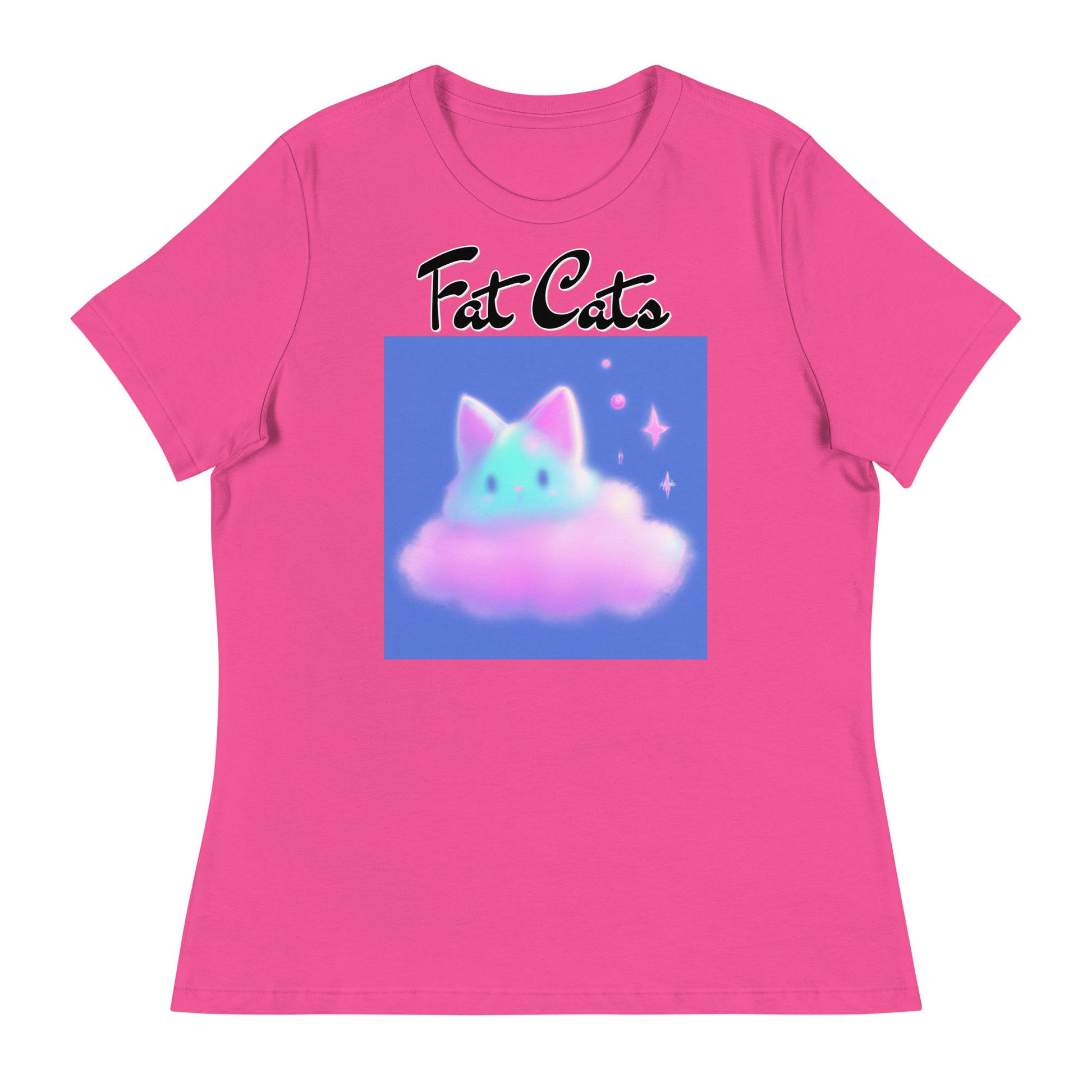 Women's T-Shirt with Fluffy Pink Cloud Kitten with a text "Fat Cats" at $25.97 found at Personalizedpetlovergifts