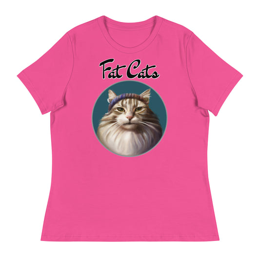 Women's T-Shirt with Fluffy Kitten With a Wool Headband with a text "Fat Cats" at $25.97 found at Personalizedpetlovergifts