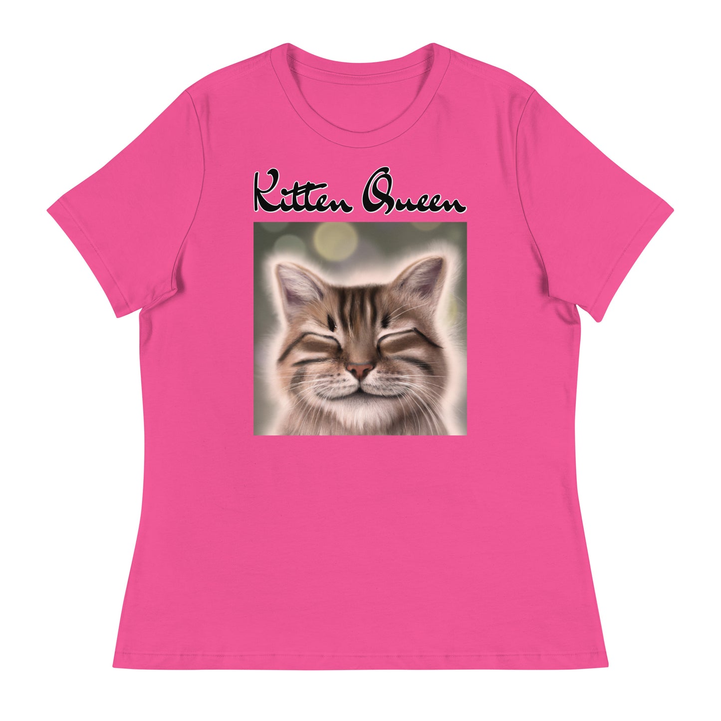 Women's T-Shirt with Happy Cat with a text "Kitten Queen" at $25.97 found at Personalizedpetlovergifts