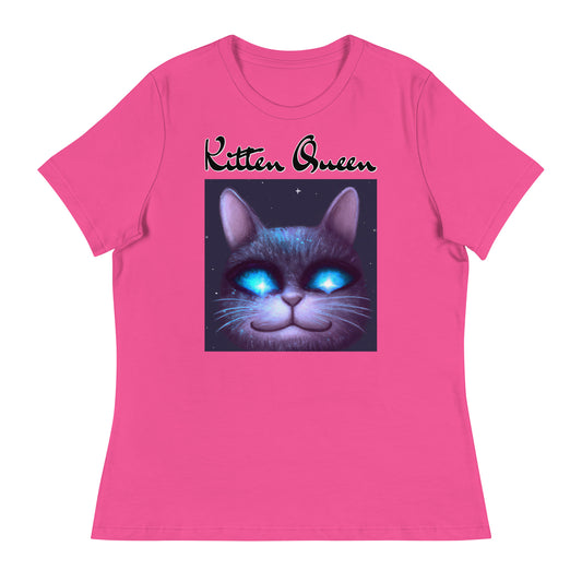 Women's T-Shirt with Happy Blue Eyed Cat with a text "Kitten Queen" at $25.97 found at Personalizedpetlovergifts