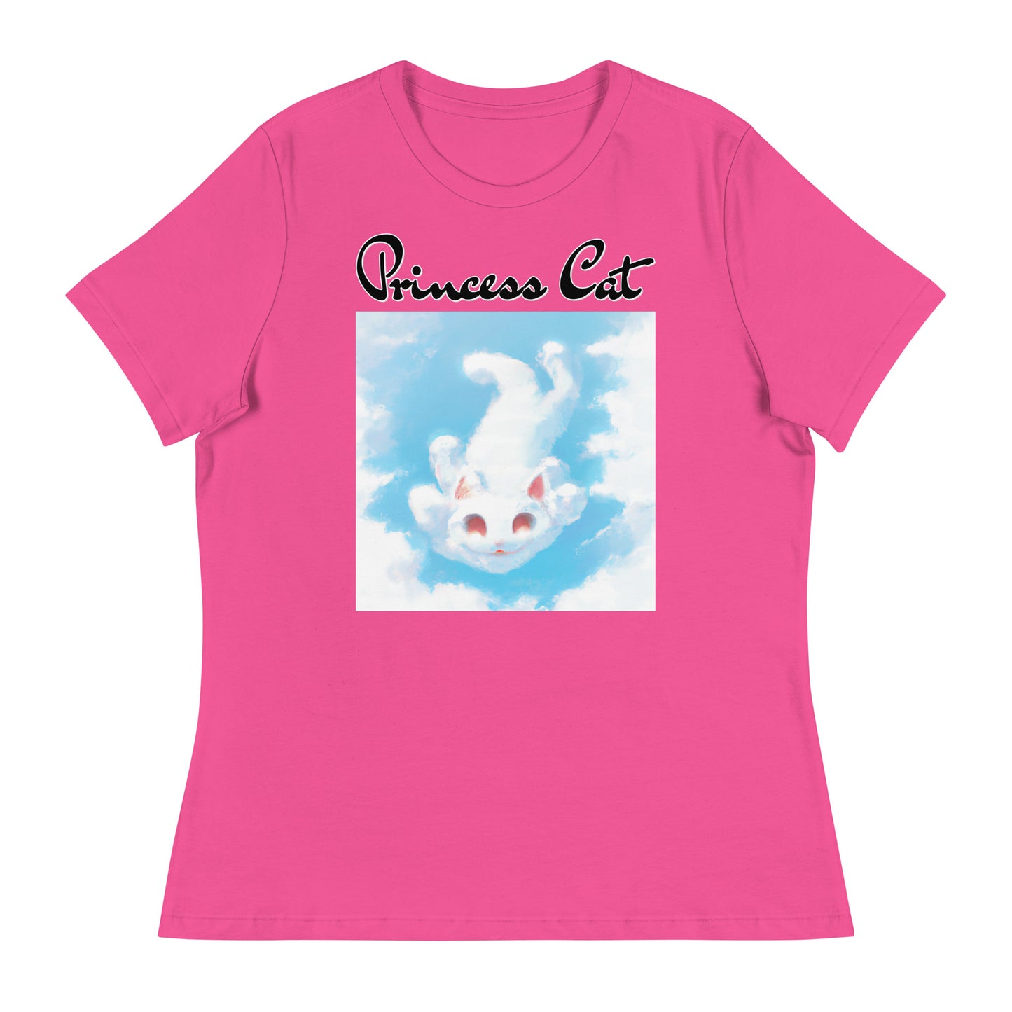 Women's T-Shirt with Kitten Flying In The Sky with a text "Princess Cat" at $25.97 found at Personalizedpetlovergifts