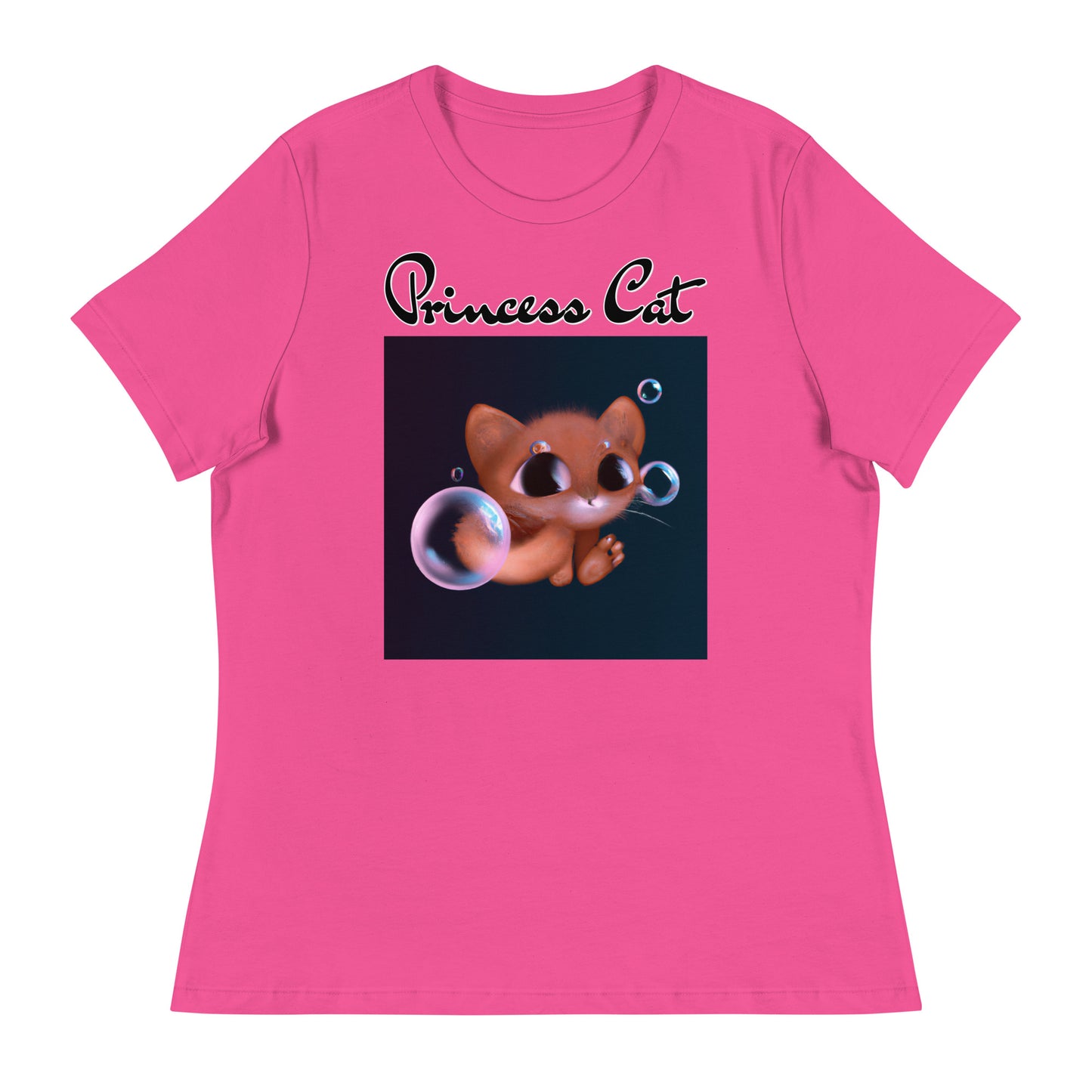 Women's T-Shirt with Kitten And Soap Bubbles with a text "Princess Cat" at $25.97 found at Personalizedpetlovergifts