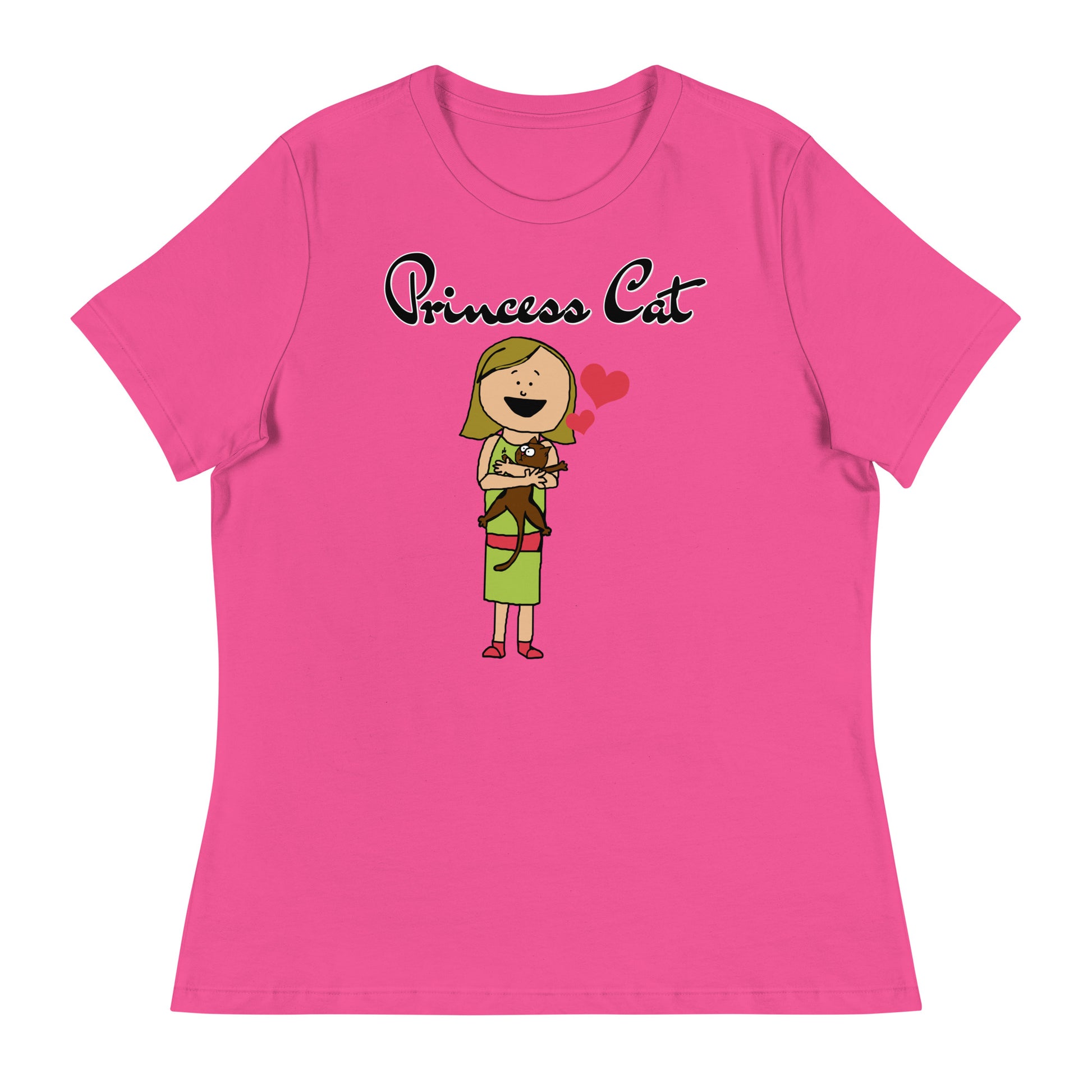 Women's T-Shirt with Girl Holding a Kitten with a text "Princess Cat" at $25.97 found at Personalizedpetlovergifts