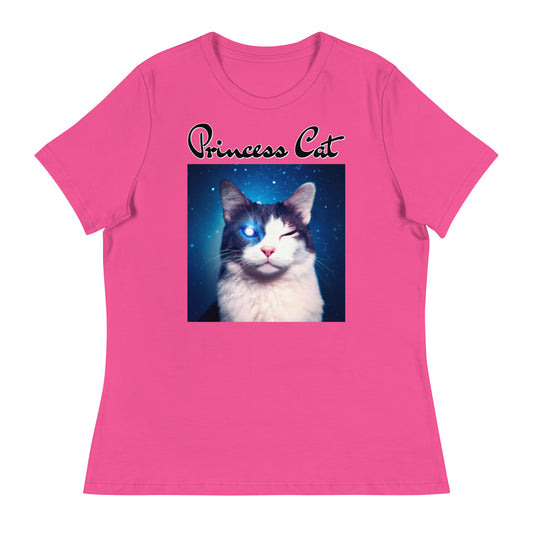 Women's T-Shirt with Galaxy Eyed Cat with a text "Princess Cat" at $25.97 found at Personalizedpetlovergifts