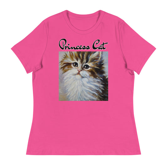 Women's T-Shirt with Fluffy Wispy Kitten Oil Painting with a text "Princess Cat" at $25.97 found at Personalizedpetlovergifts