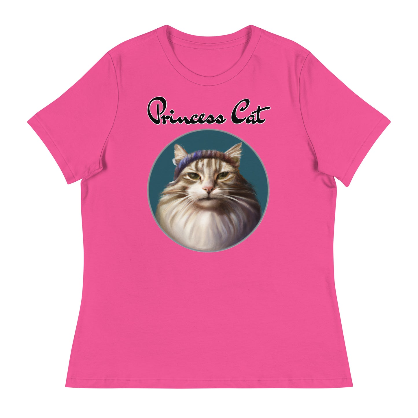 Women's T-Shirt with Fluffy Kitten With a Wool Headband with a text "Princess Cat" at $25.97 found at Personalizedpetlovergifts