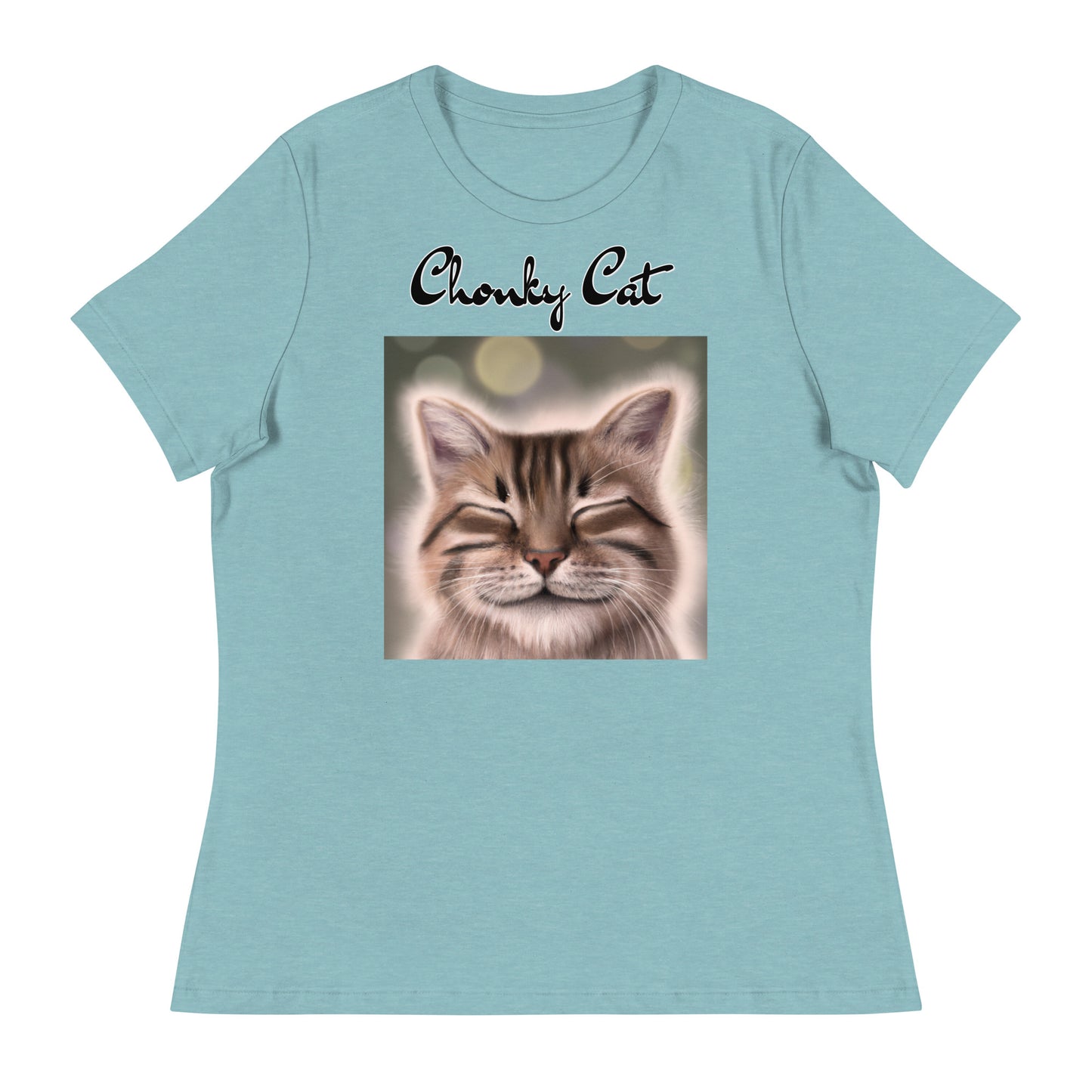 Women's T-Shirt with Happy Cat with a text "Chonky Cat" at $25.97 found at Personalizedpetlovergifts