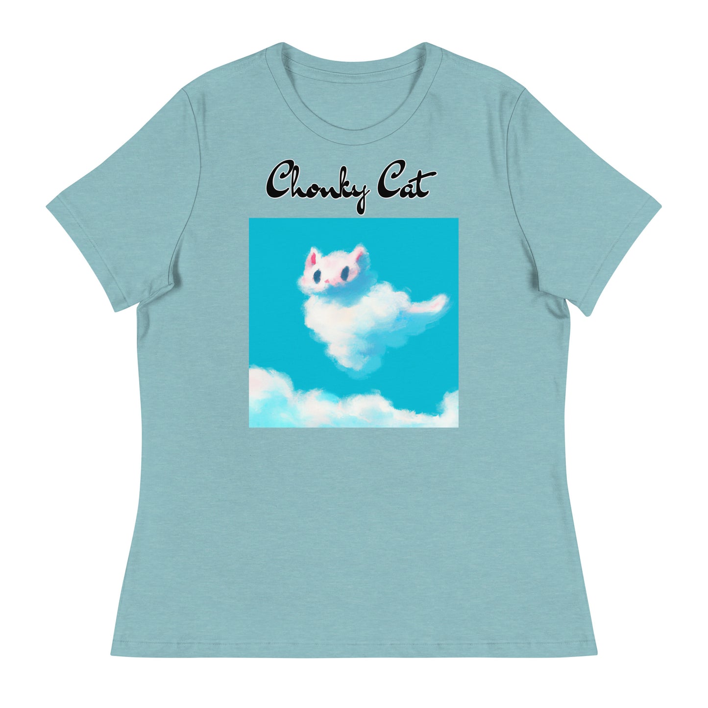 Women's T-Shirt with Fluffy White Cloud Kitten with a text "Chonky Cat" at $25.97 found at Personalizedpetlovergifts