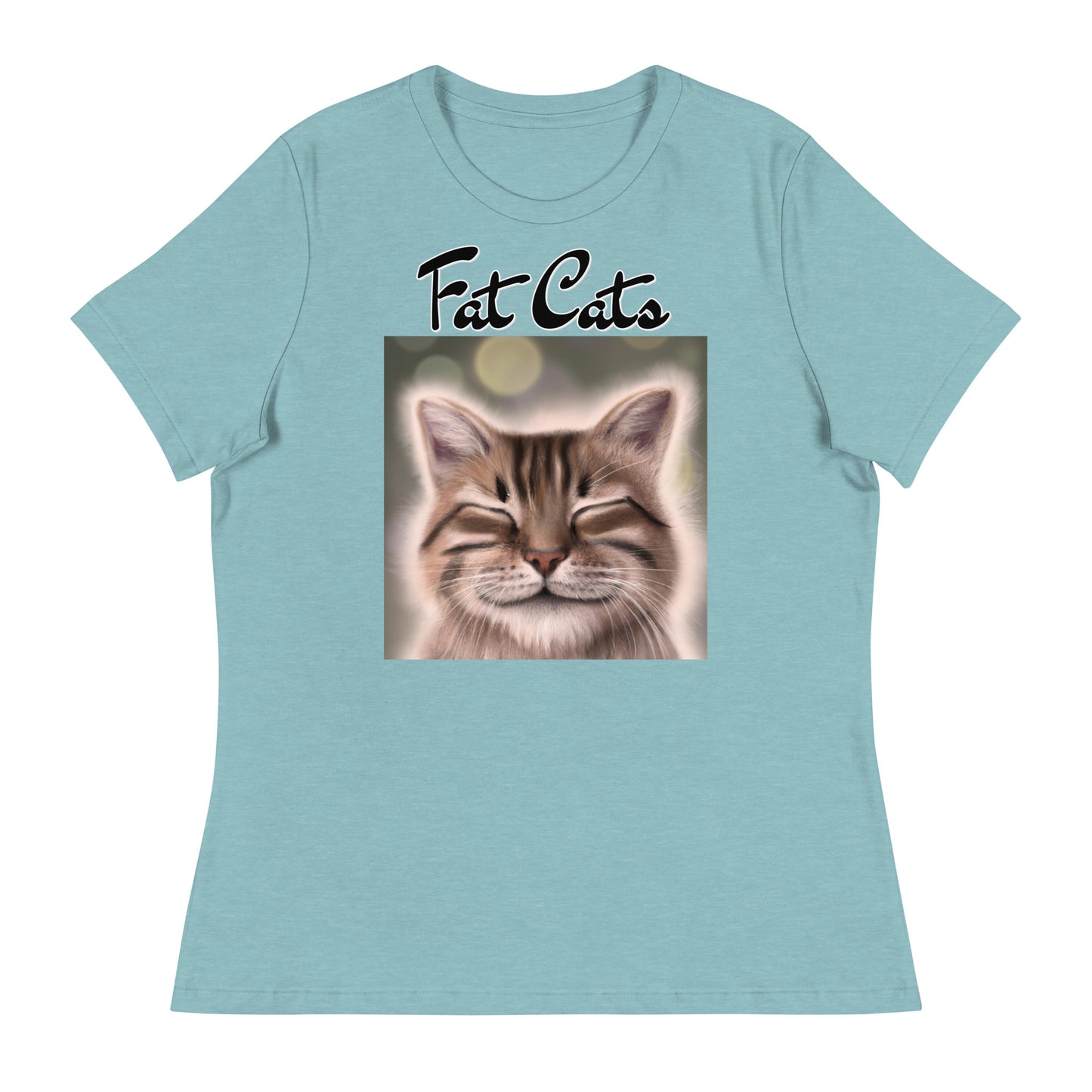 Women's T-Shirt with Happy Cat with a text "Fat Cats" at $25.97 found at Personalizedpetlovergifts