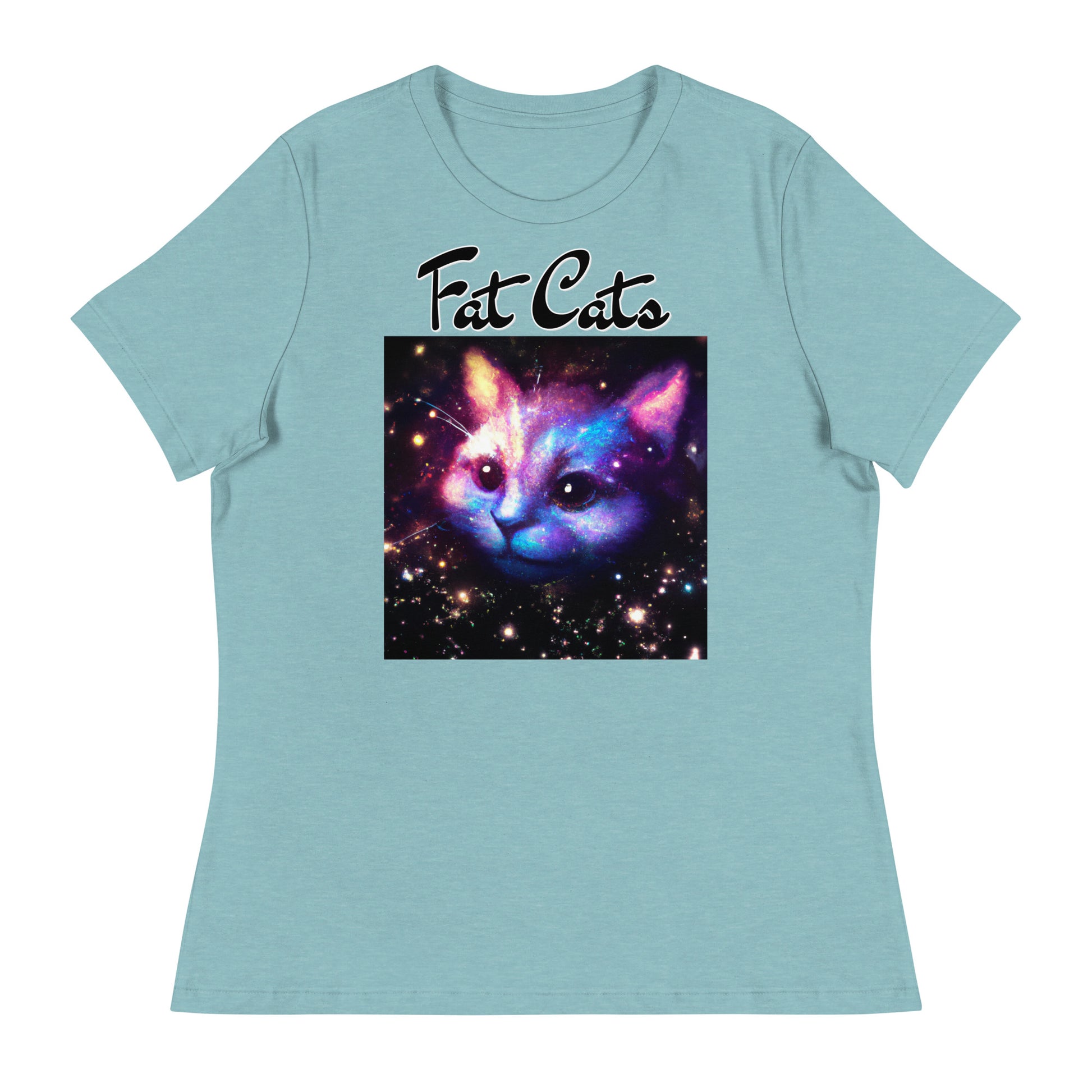 Women's T-Shirt with Galaxy Cat with a text "Fat Cats" at $25.97 found at Personalizedpetlovergifts