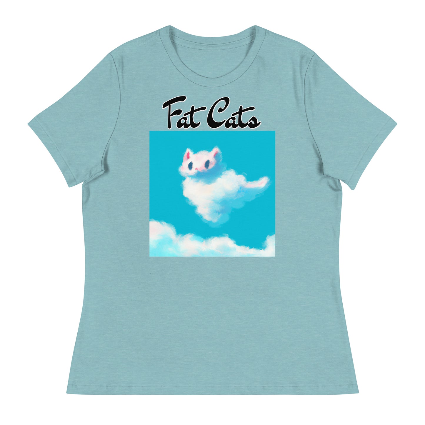 Women's T-Shirt with Fluffy White Cloud Kitten with a text "Fat Cats" at $25.97 found at Personalizedpetlovergifts