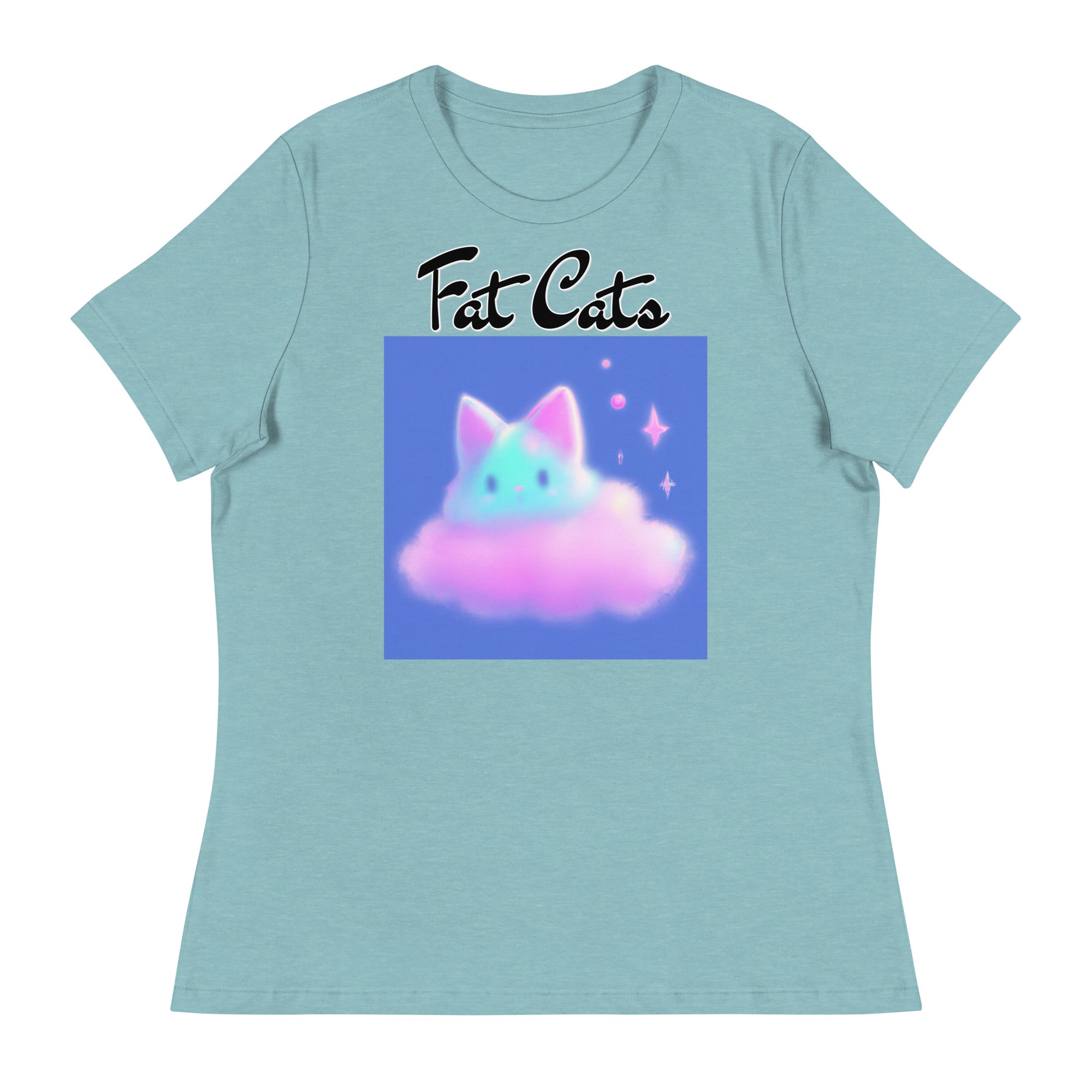 Women's T-Shirt with Fluffy Pink Cloud Kitten with a text "Fat Cats" at $25.97 found at Personalizedpetlovergifts