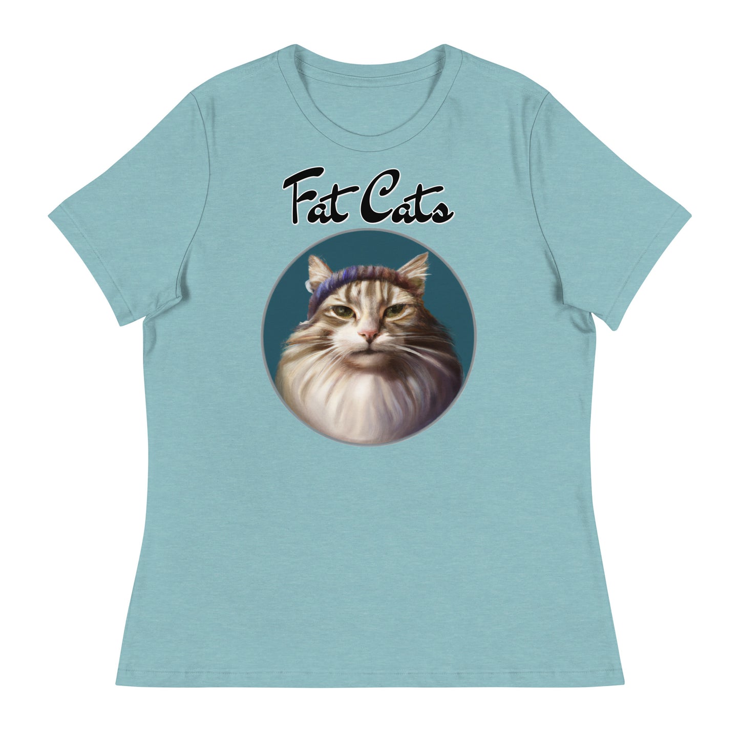 Women's T-Shirt with Fluffy Kitten With a Wool Headband with a text "Fat Cats" at $25.97 found at Personalizedpetlovergifts