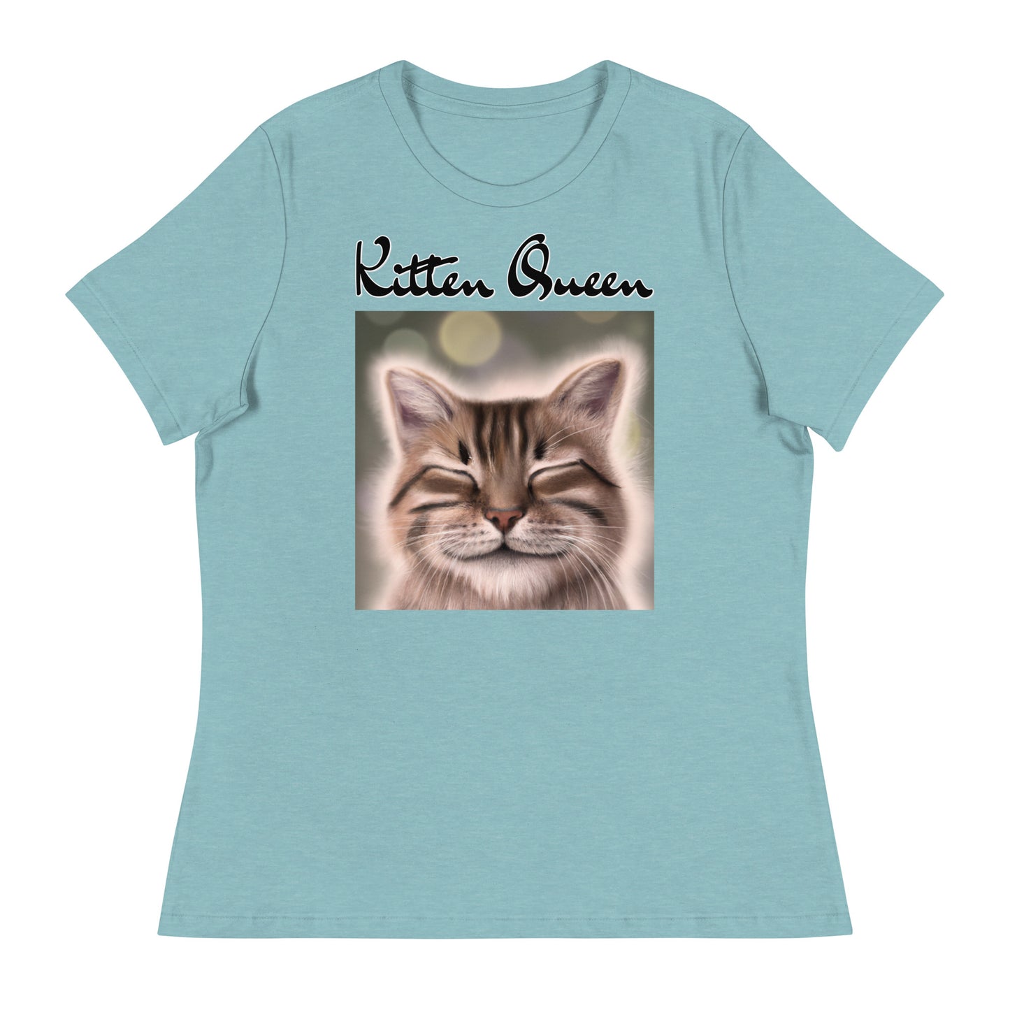 Women's T-Shirt with Happy Cat with a text "Kitten Queen" at $25.97 found at Personalizedpetlovergifts