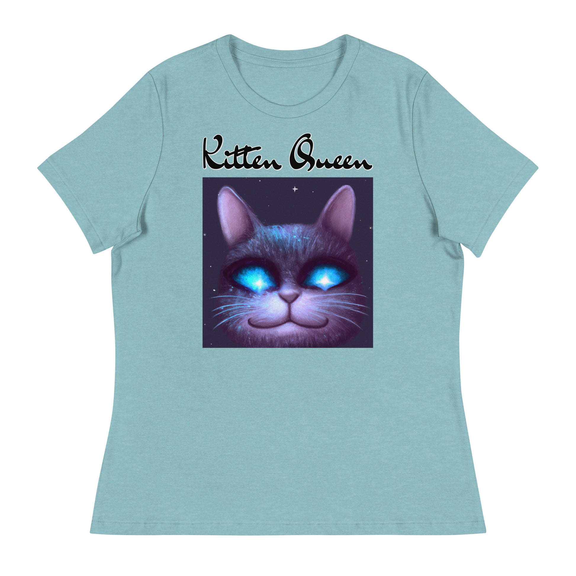 Women's T-Shirt with Happy Blue Eyed Cat with a text "Kitten Queen" at $25.97 found at Personalizedpetlovergifts