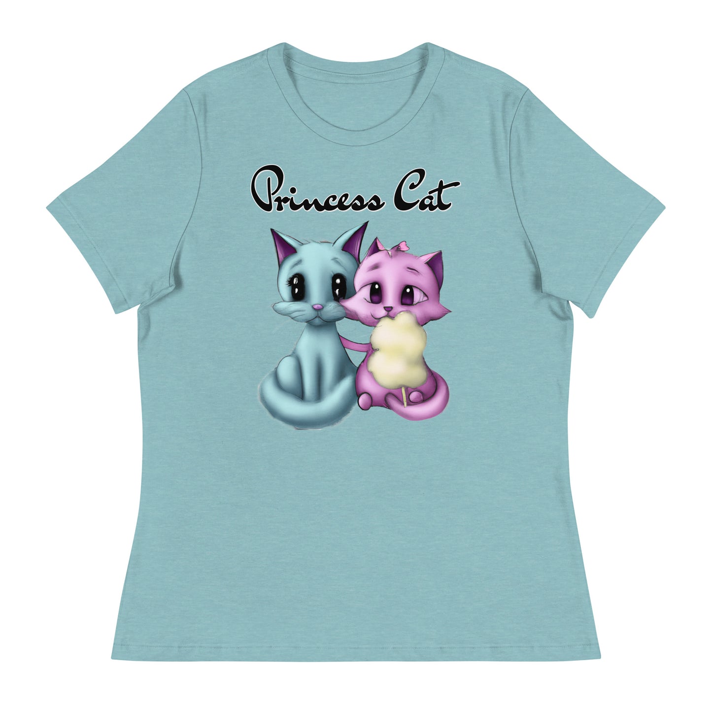 Women's T-Shirt with Hugging Kittens With Cotton Candy with a text "Princess Cat" at $25.97 found at Personalizedpetlovergifts